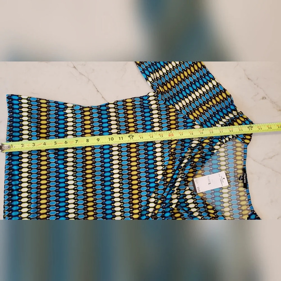 Crossover 3/4 Sleeve Blouse Womens XL Blue Green Black - Picture 15 of 17